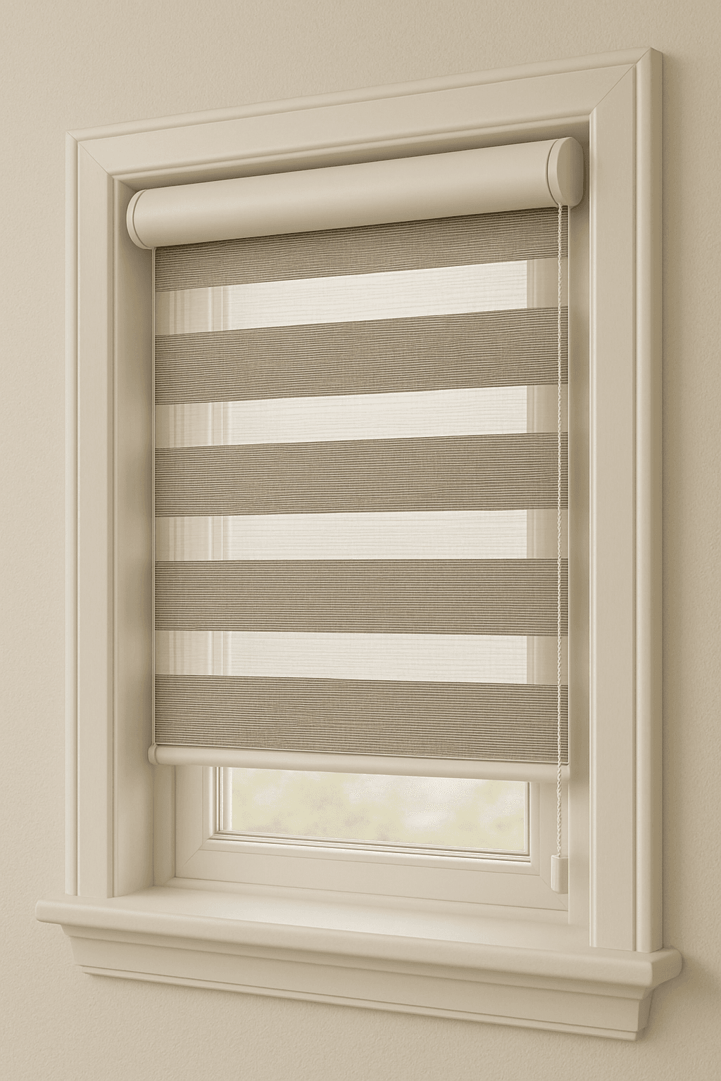 Eleganckie rolety tekstylne w nowoczesnym wnętrzu